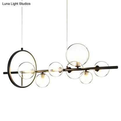 Modern black glass globe pendant light for dining table