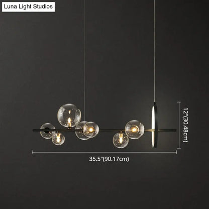 Modern black glass globe pendant light for dining table