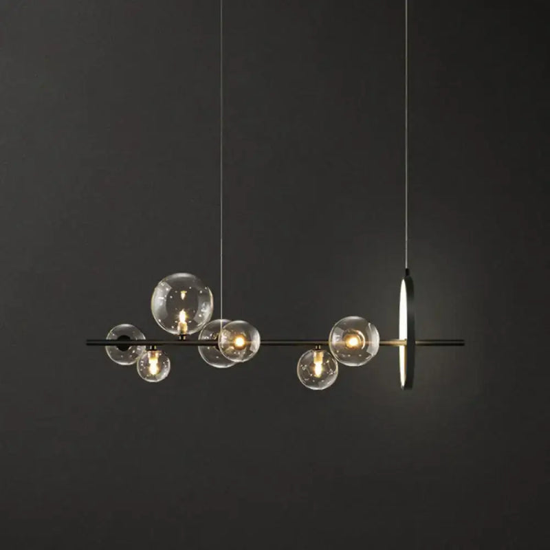 Modern black glass globe pendant light for dining table