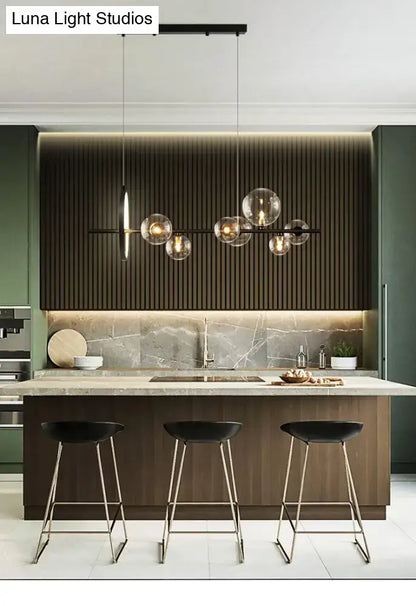 Modern black glass globe pendant light for dining table