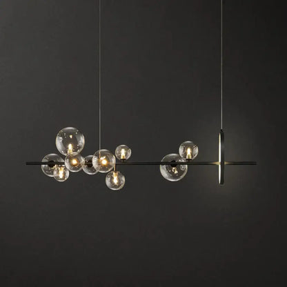 Modern black glass globe pendant light for dining table