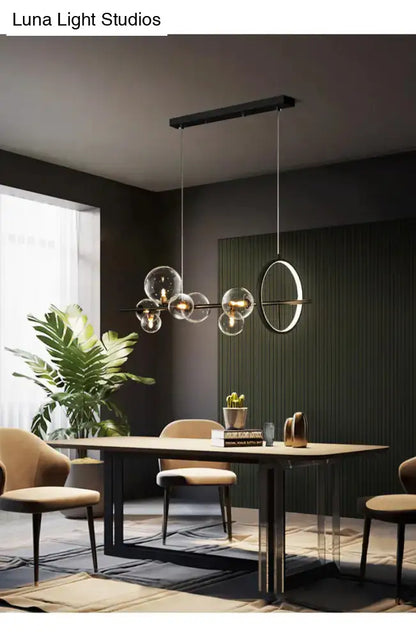 Modern black glass globe pendant light for dining table