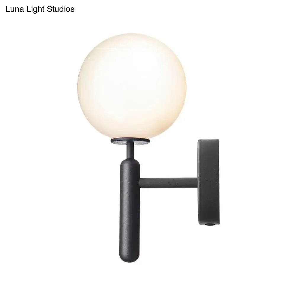 Modern black glass globe wall lamp bedroom light fixture
