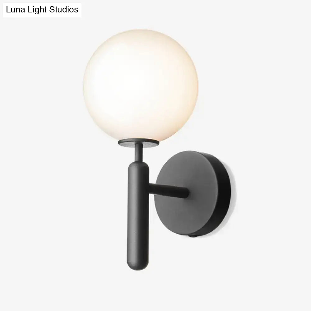 Modern black glass globe wall lamp bedroom light fixture