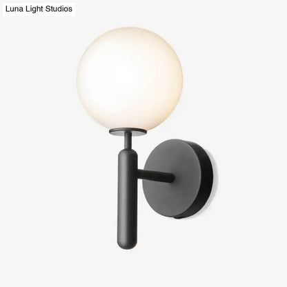 Modern black glass globe wall lamp bedroom light fixture