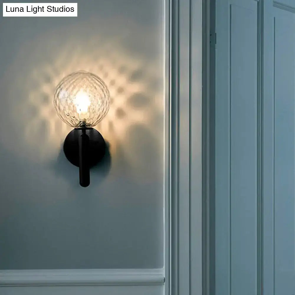 Modern black glass globe wall lamp bedroom light fixture