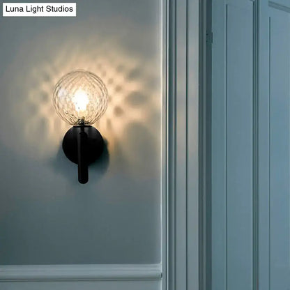 Modern black glass globe wall lamp bedroom light fixture