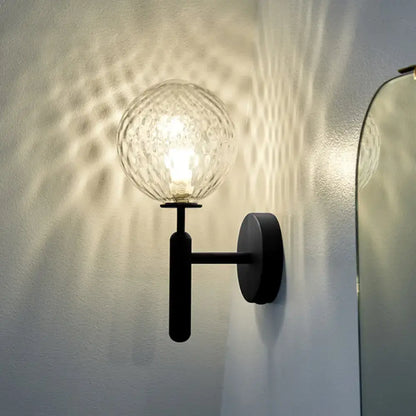Modern black glass globe wall lamp bedroom light fixture