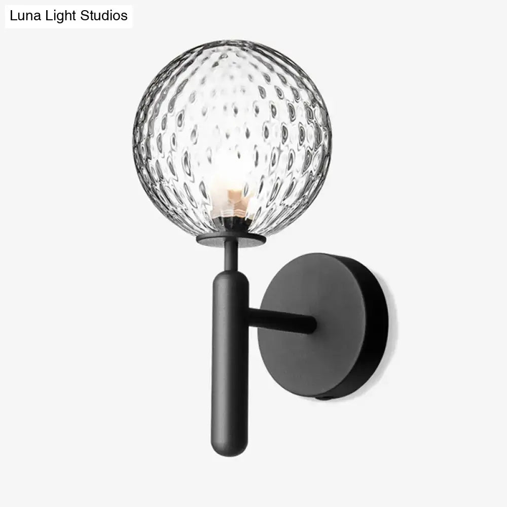 Modern black glass globe wall lamp bedroom light fixture
