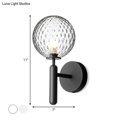 Modern black glass globe wall lamp bedroom light fixture