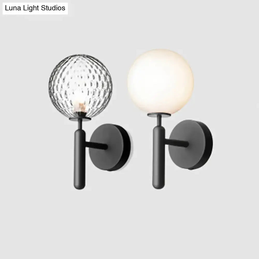 Modern black glass globe wall lamp bedroom light fixture
