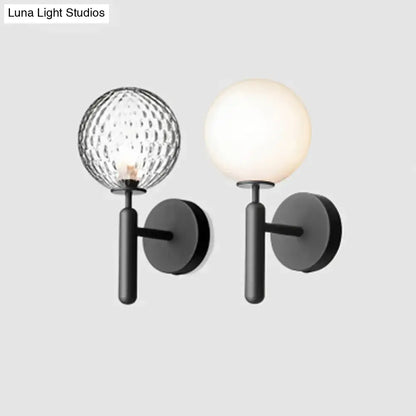 Modern black glass globe wall lamp bedroom light fixture