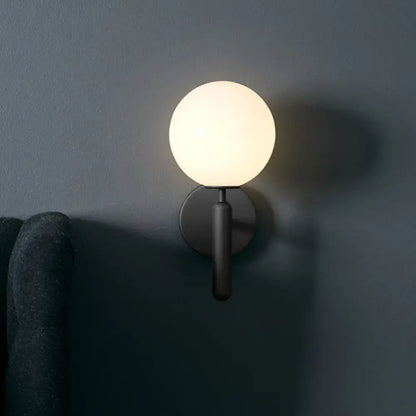 Modern black glass globe wall lamp bedroom light fixture