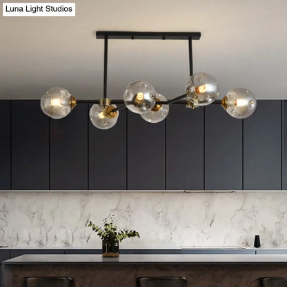 DecorBites™ Modern Black Glass Island Pendant Light with 6 Spherical Lights for Dining Table
