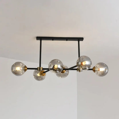 DecorBites™ Modern Black Glass Island Pendant Light with 6 Spherical Lights for Dining Table
