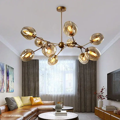 Modern black glass led chandelier pendant light for dining room