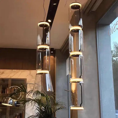 Modern black glass led pendant light for dining room
