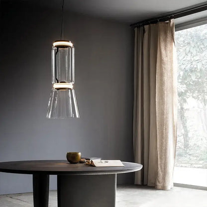 Modern black glass led pendant light for dining room
