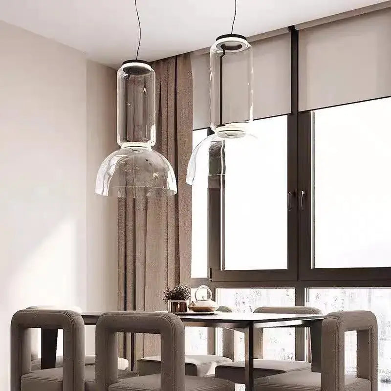 Modern black glass led pendant light for dining room