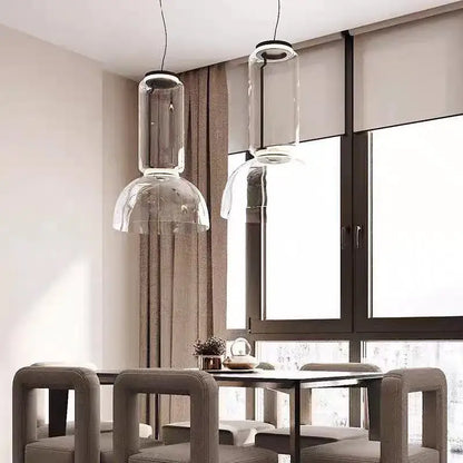 Modern black glass led pendant light for dining room