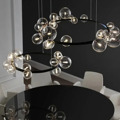 Modern black glass ring pendant light – dining room chandelier