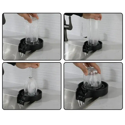 Modern black glass rinser sink – kitchen automatic cup washer