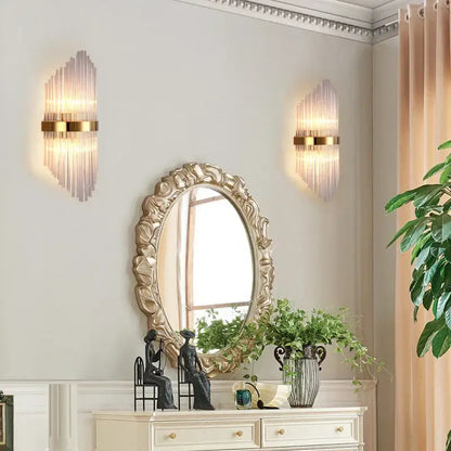 Modern black glass rod crystal wall lamp for bedroom