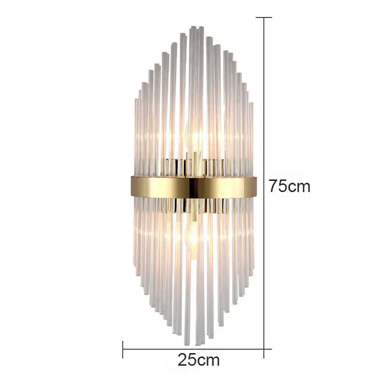 Modern black glass rod crystal wall lamp for bedroom