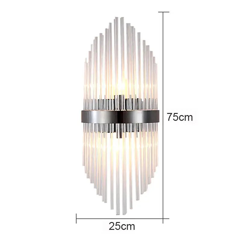 Modern black glass rod crystal wall lamp for bedroom