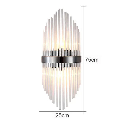 Modern black glass rod crystal wall lamp for bedroom