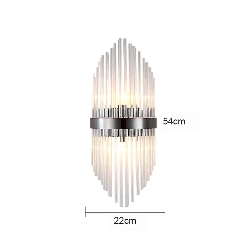 Modern black glass rod crystal wall lamp for bedroom