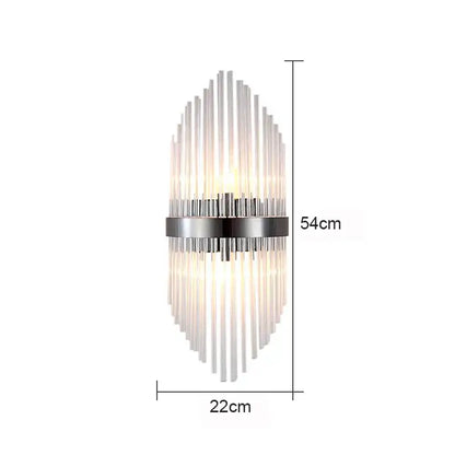 Modern black glass rod crystal wall lamp for bedroom