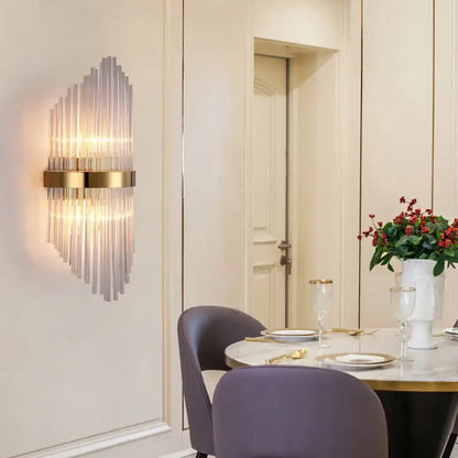 Modern black glass rod crystal wall lamp for bedroom