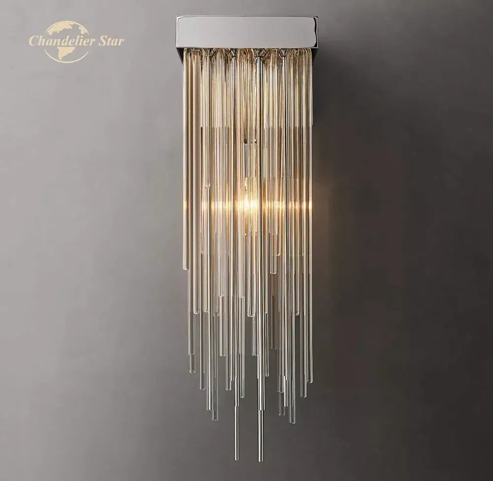 Modern black glass rod led wall lamp living room cascada sconce