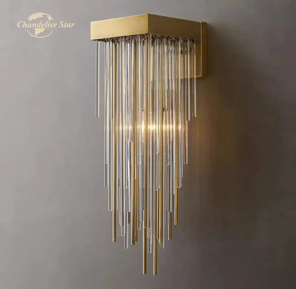 Modern black glass rod led wall lamp living room cascada sconce