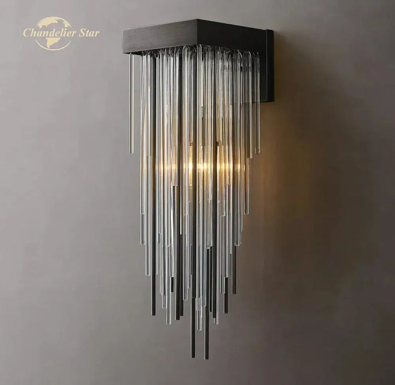Modern black glass rod led wall lamp living room cascada sconce