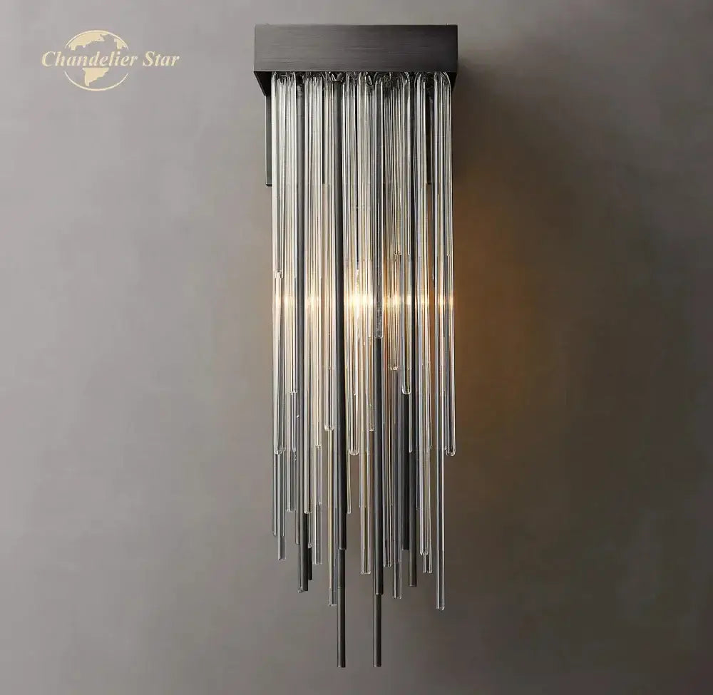 Modern black glass rod led wall lamp living room cascada sconce