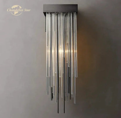 Modern black glass rod led wall lamp living room cascada sconce