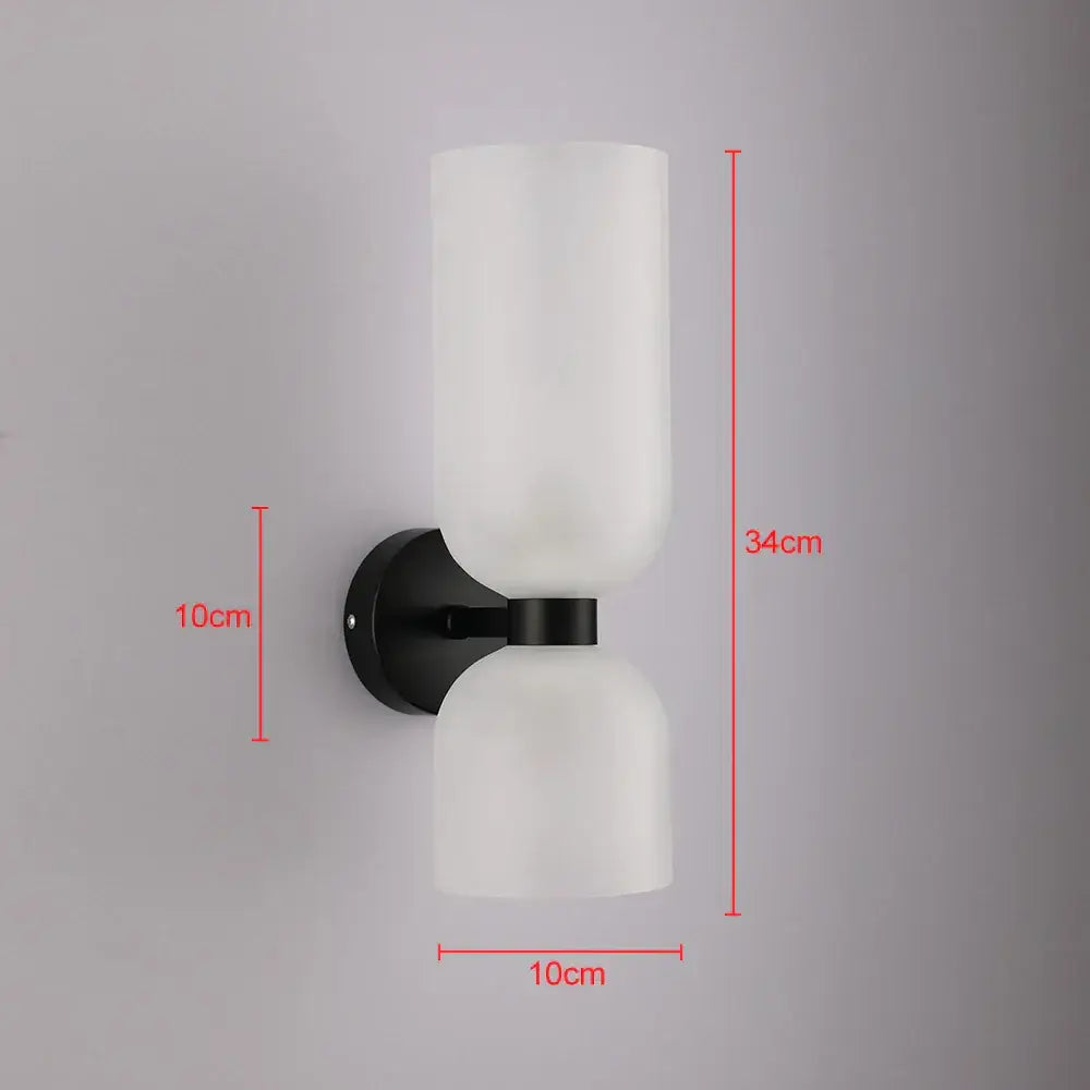 Modern black glass shade wall lamp for bedroom with smoked glass