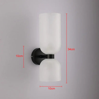 Modern black glass shade wall lamp for bedroom with smoked glass