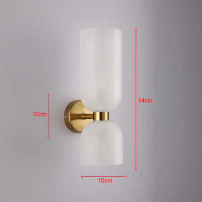 Modern black glass shade wall lamp for bedroom with smoked glass