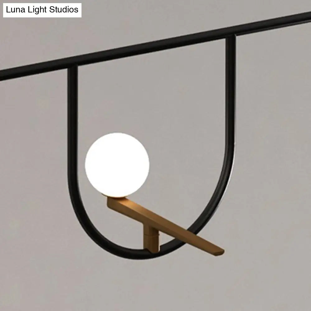 DecorBites™ Modern Black Glass Sphere Island Chandelier Light Fixture with Cream Accents - Ceiling Mounted Artistic Lighting