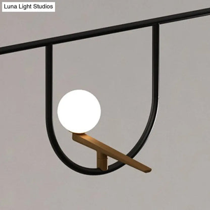 DecorBites™ Modern Black Glass Sphere Island Chandelier Light Fixture with Cream Accents - Ceiling Mounted Artistic Lighting
