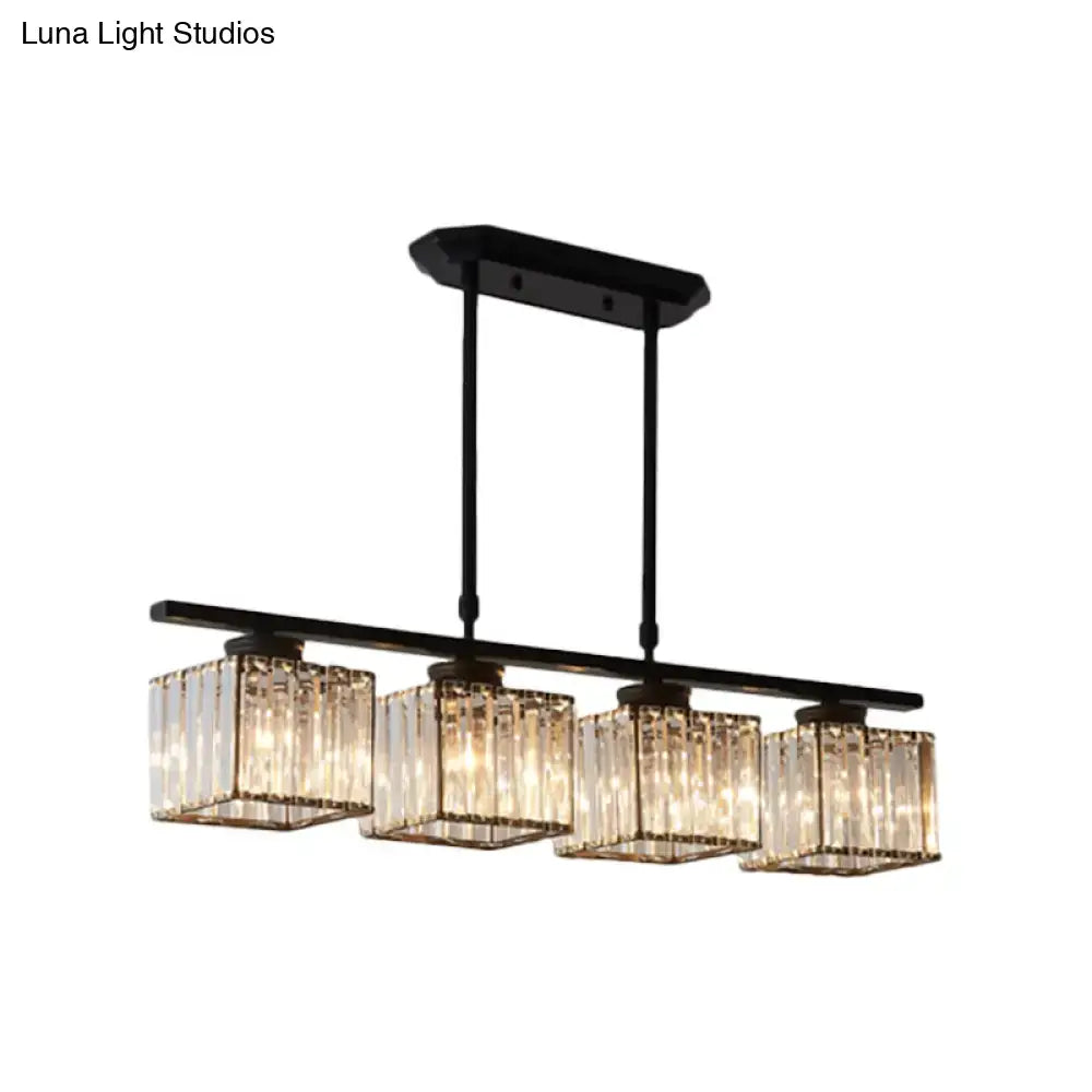Modern black & gold 3-light crystal chandelier dining room e26 bulb base