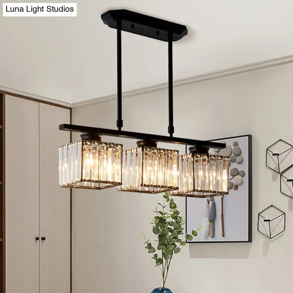 Modern black & gold 3-light crystal chandelier dining room e26 bulb base