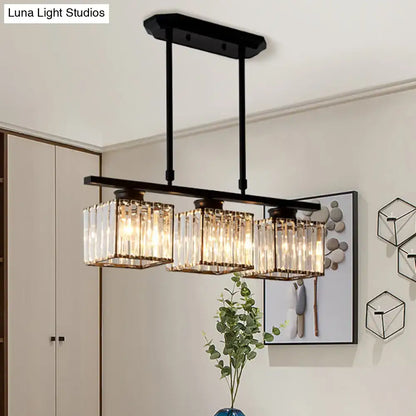 Modern black & gold 3-light crystal chandelier dining room e26 bulb base