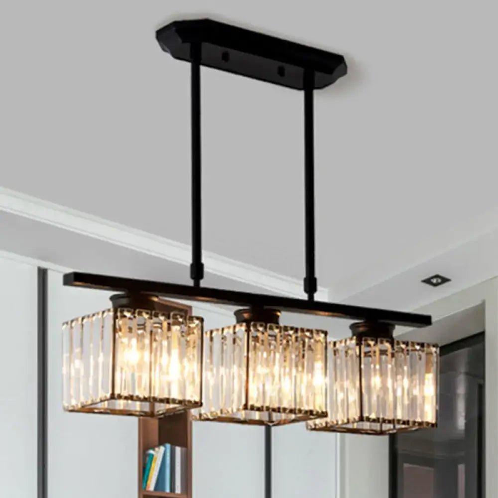 Modern black & gold 3-light crystal chandelier dining room e26 bulb base