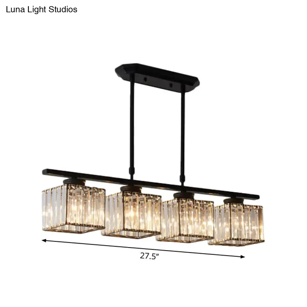 Modern black & gold 3-light crystal chandelier dining room e26 bulb base