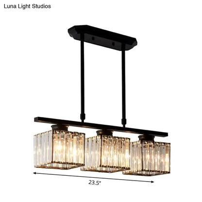 Modern black & gold 3-light crystal chandelier dining room e26 bulb base