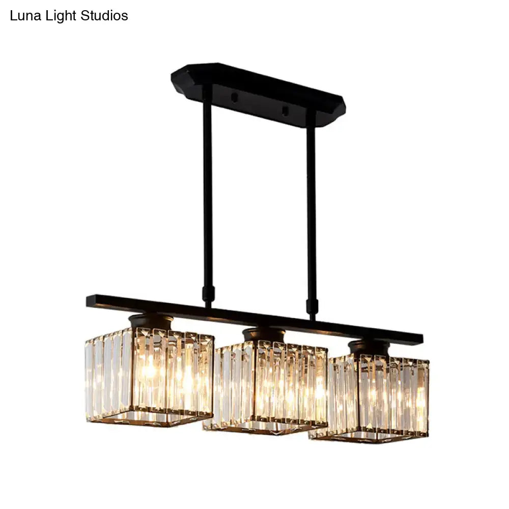 Modern black & gold 3-light crystal chandelier dining room e26 bulb base